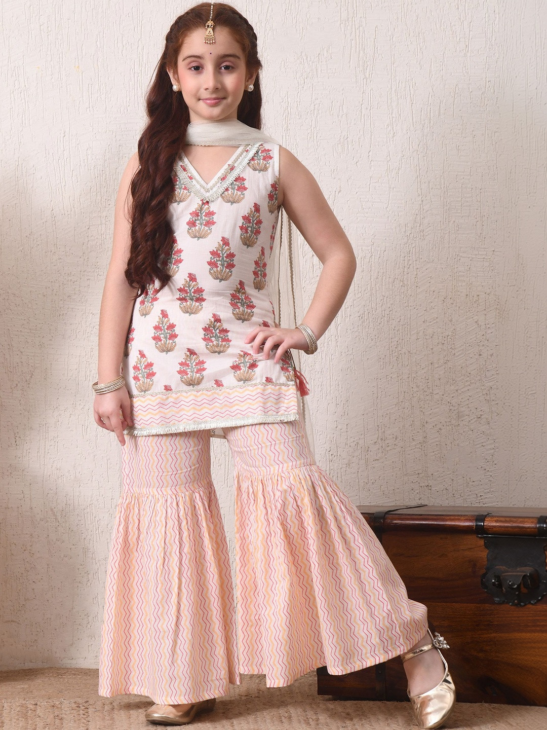 Indi-Loom Couture Girls Pure Cotton With Dupatta