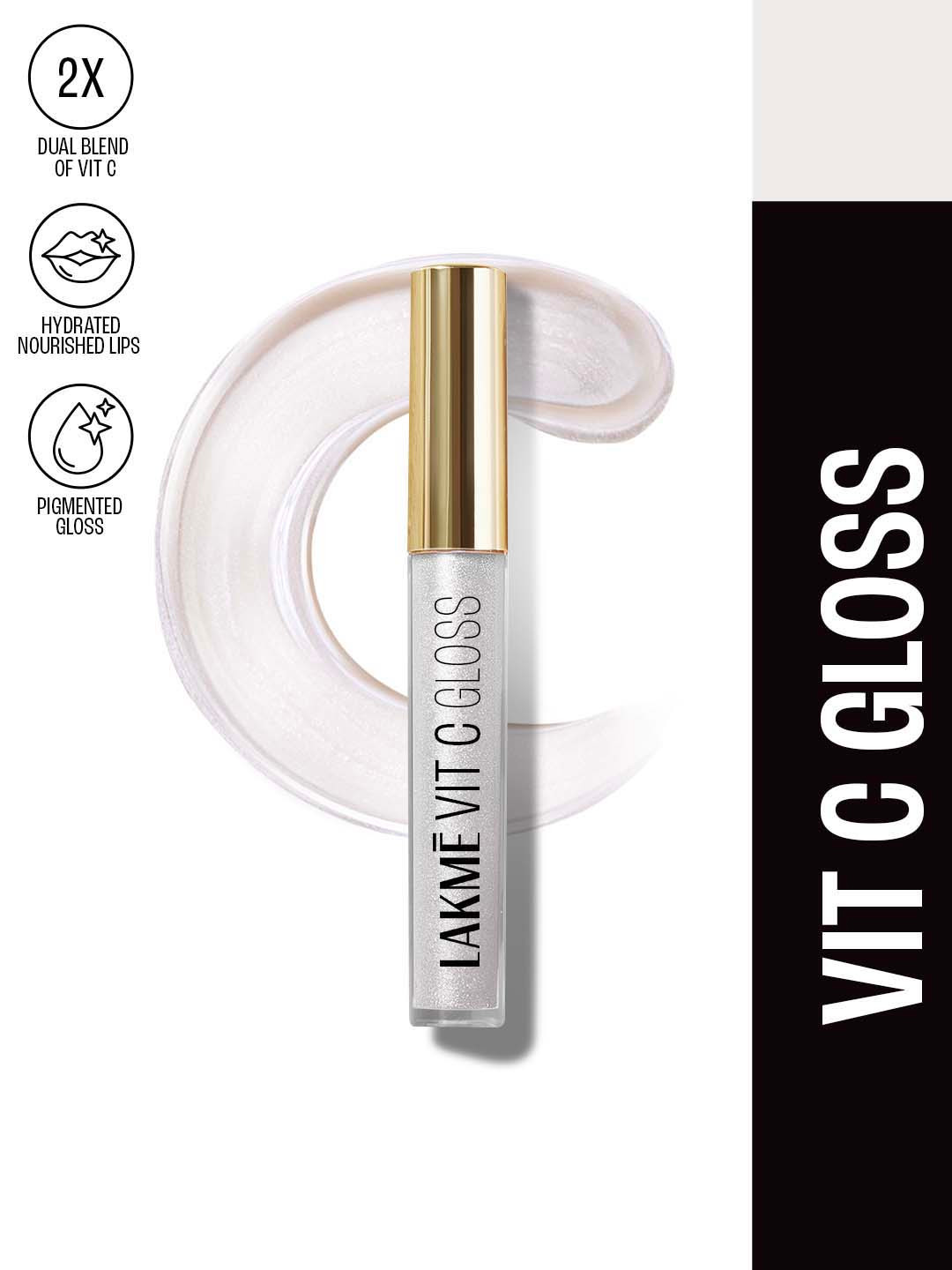 Lakme Superglow Glass Finish Hydrating Lip Gloss Oil With Vitamin C 2.5ml -Pearl C5