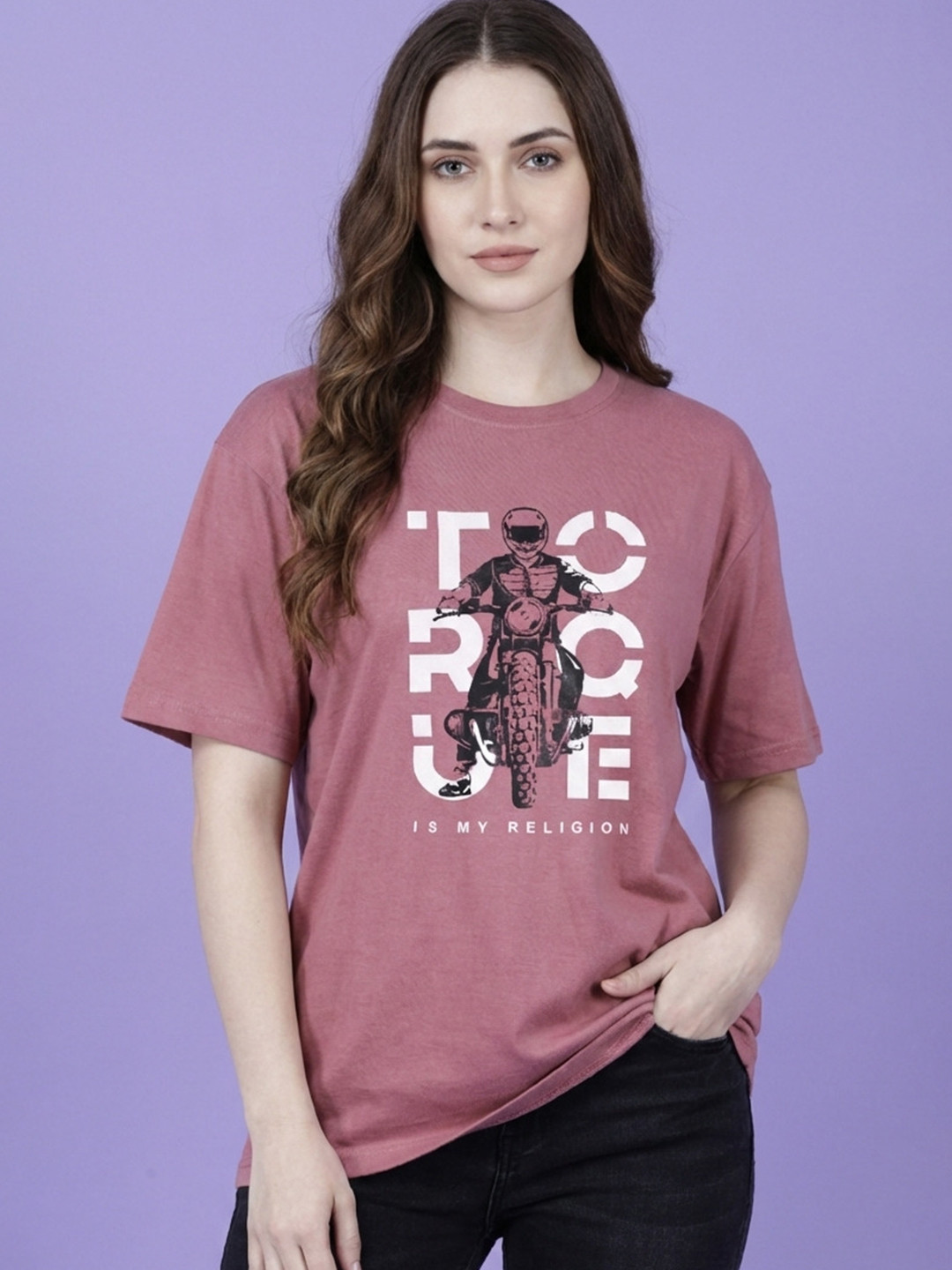 Mast & Harbour Graphic Printed Round Neck Cotton Slim Fit T-shirt