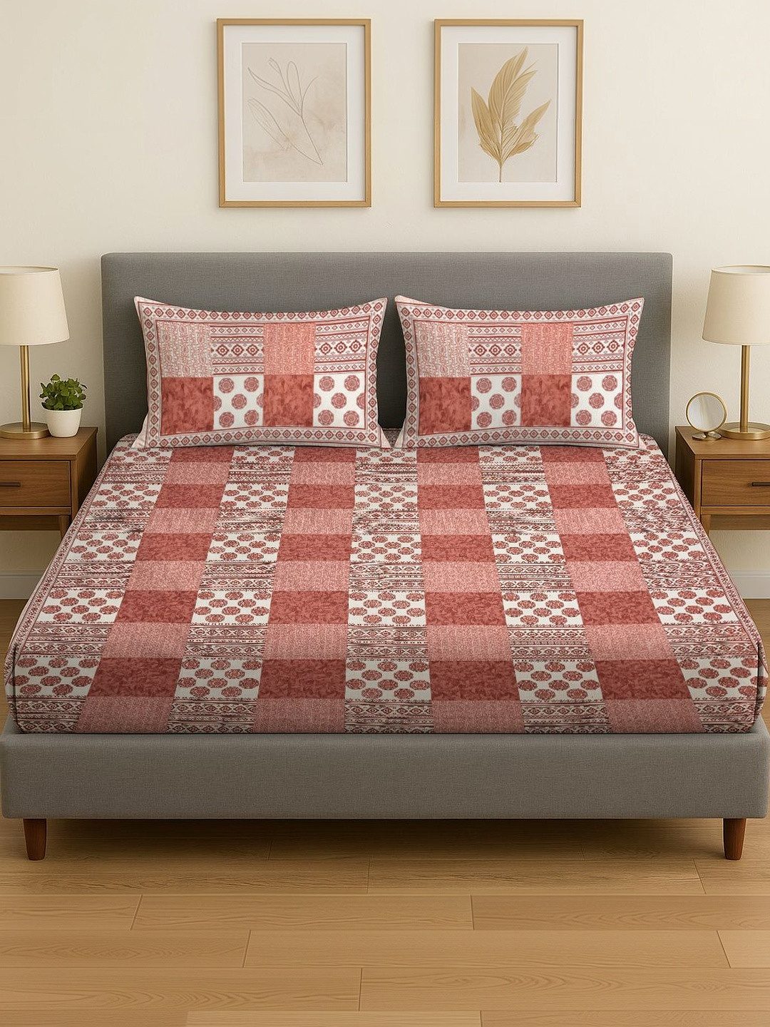 Spangle Pink King Bedsheet with 2 Pillow Covers