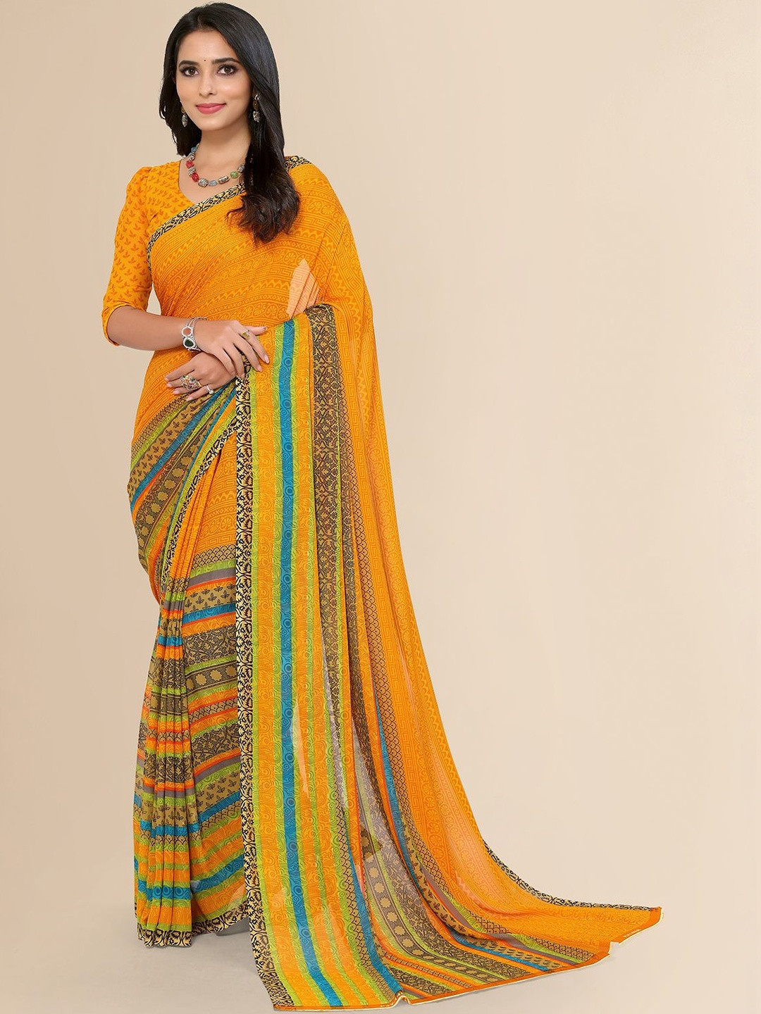 STYLETONE Floral Printed Georgette Party Casual Wear Sarees