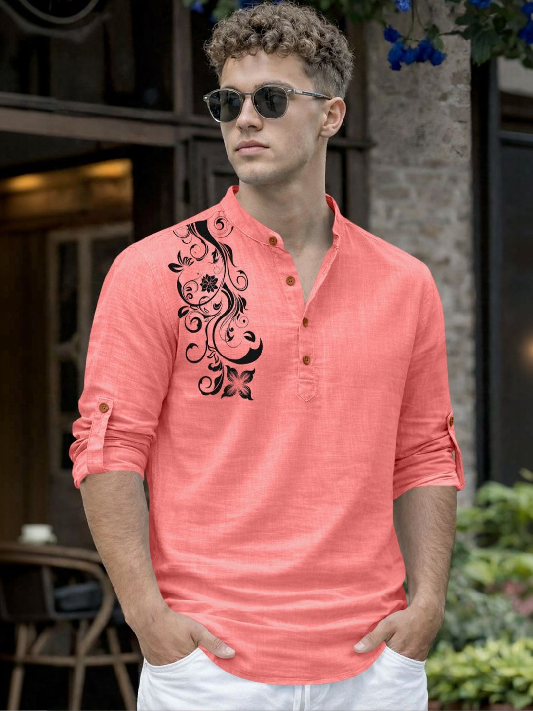 ZELINCO Men Thread Work A-Line Kurta