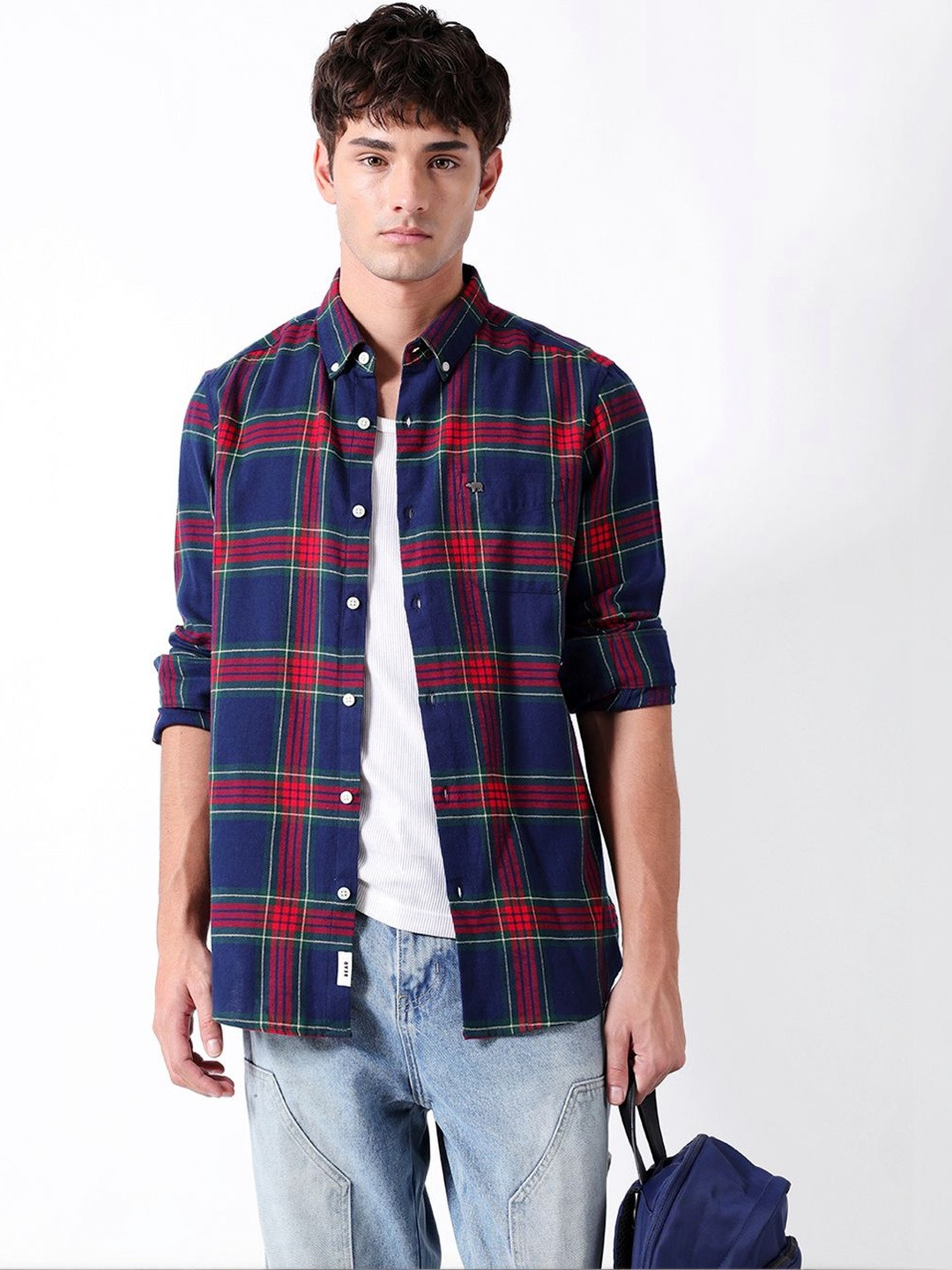 THE BEAR HOUSE Men Slim Fit Cotton Checked Casual Shirts