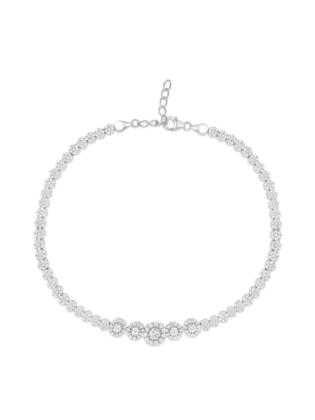 Zavya 925 Pure Silver Rhodium-Plated Stone Studded Anklet