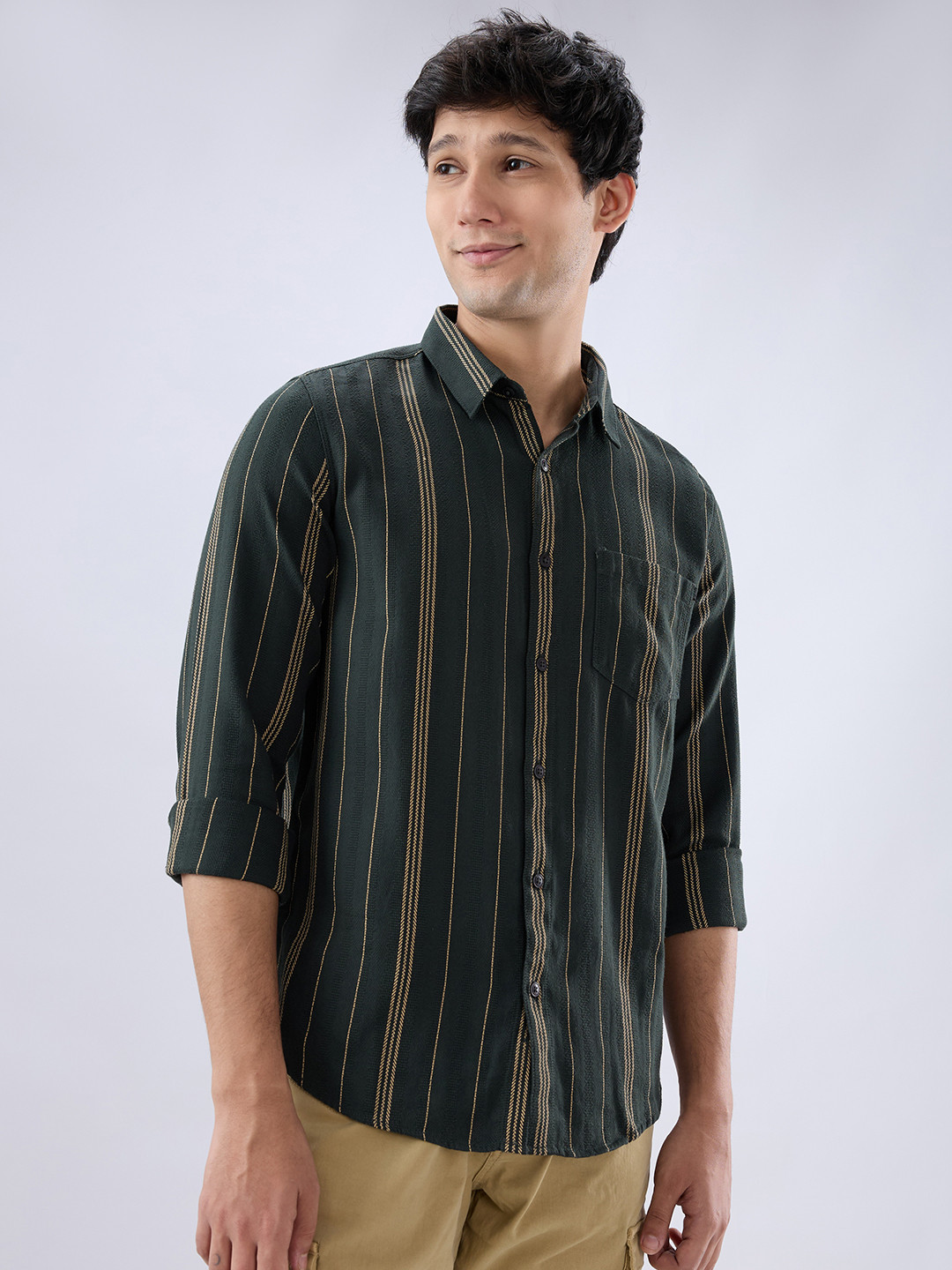 SPYKAR Men Slim Fit Striped Casual Shirt