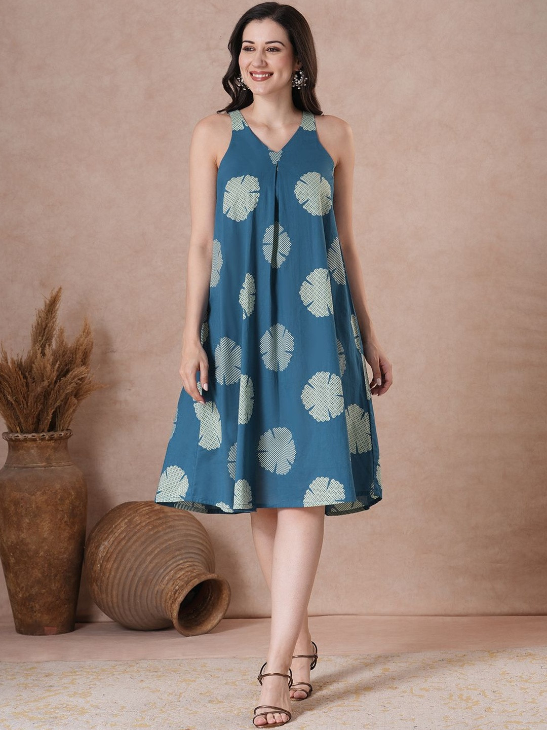KAMI KUBI Print A-Line Midi Dress
