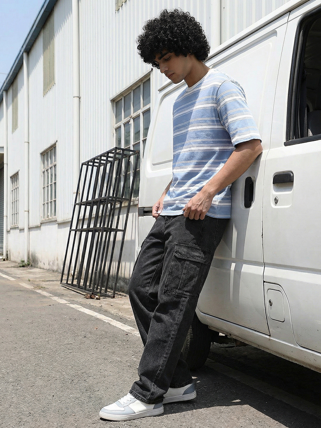 The Roadster Lifestyle Co. Striped Oversized T-shirt