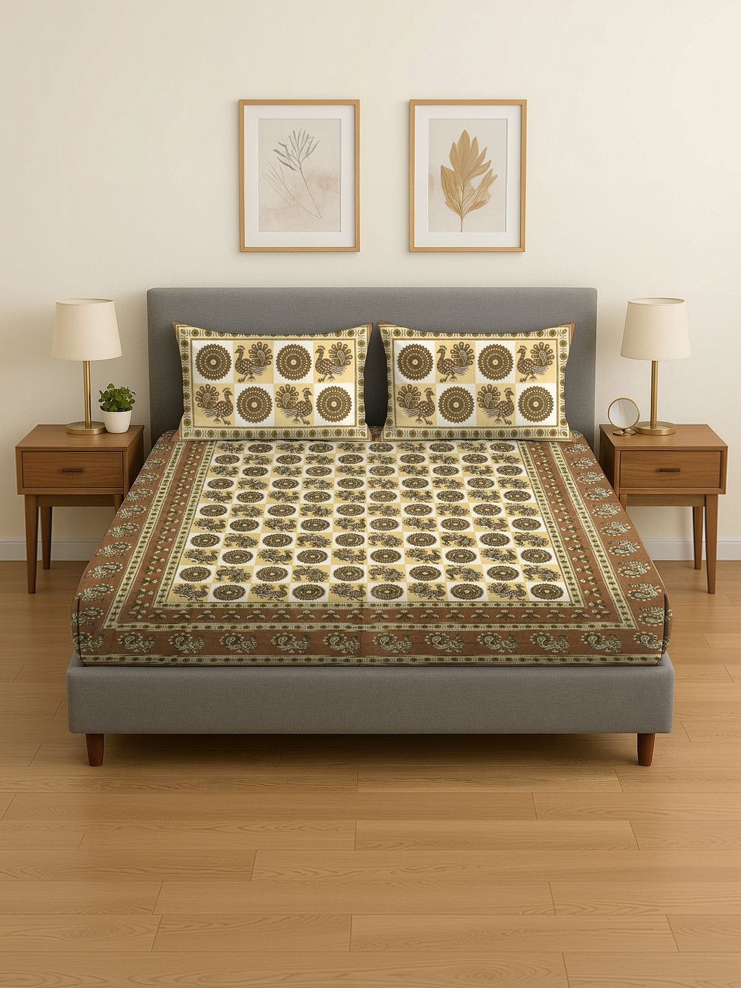Spangle Green King Bedsheet with 2 Pillow Covers