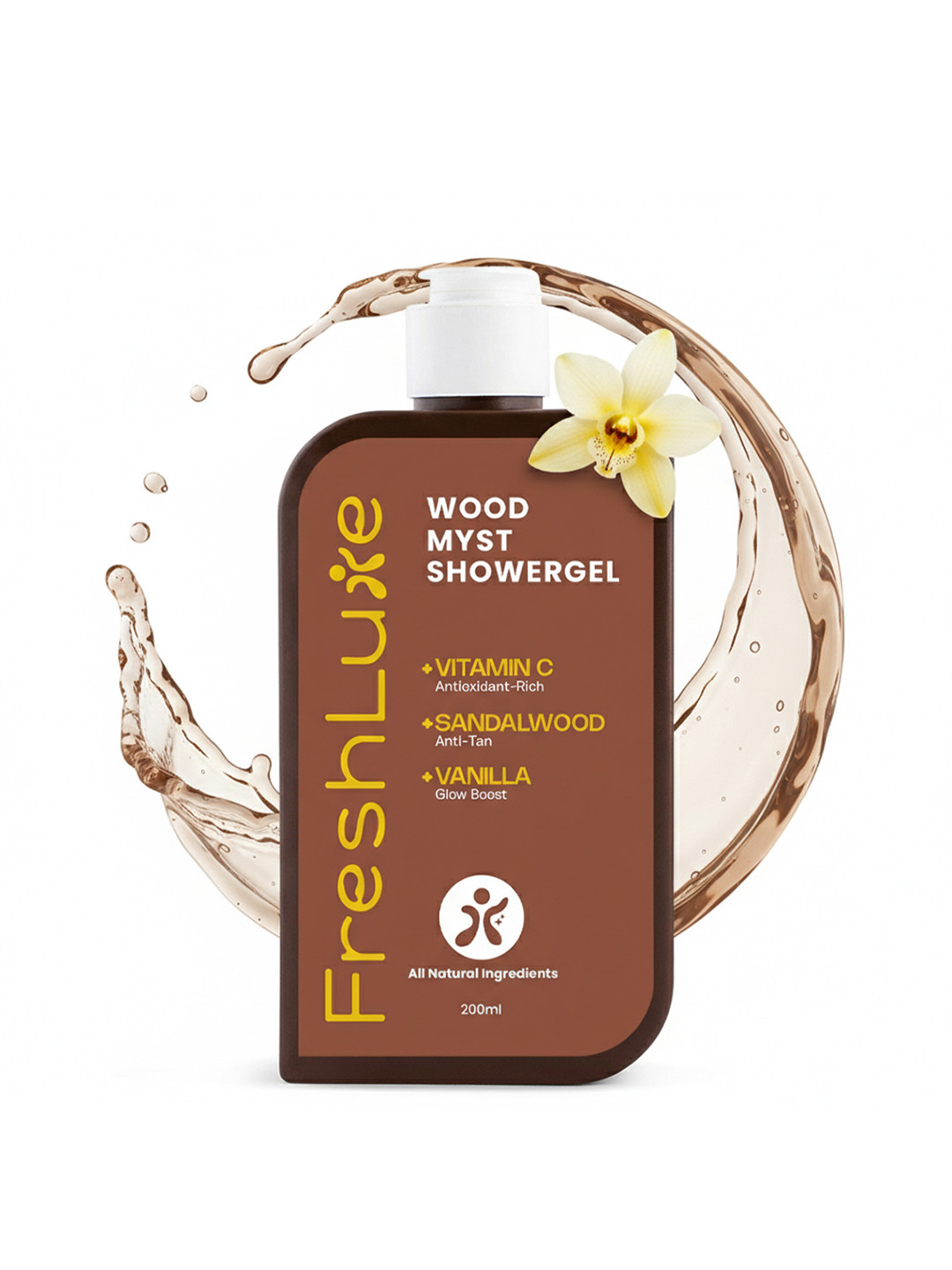 Freshluxe Wood Myst Shower Gel with Vitamin C & Sandalwood Vanilla Scent 200ml