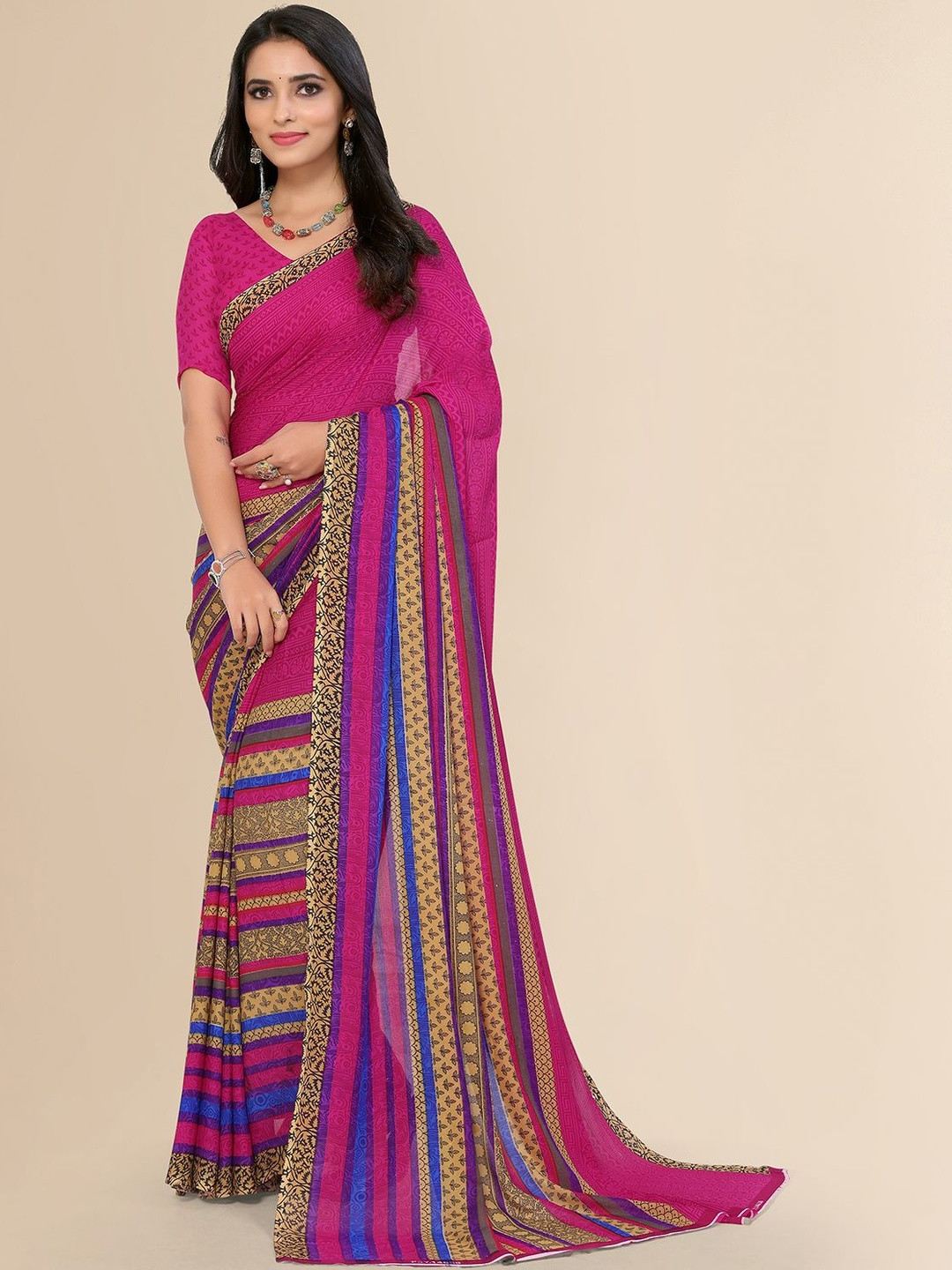 STYLETONE Floral Printed Georgette Party Casual Wear Sarees