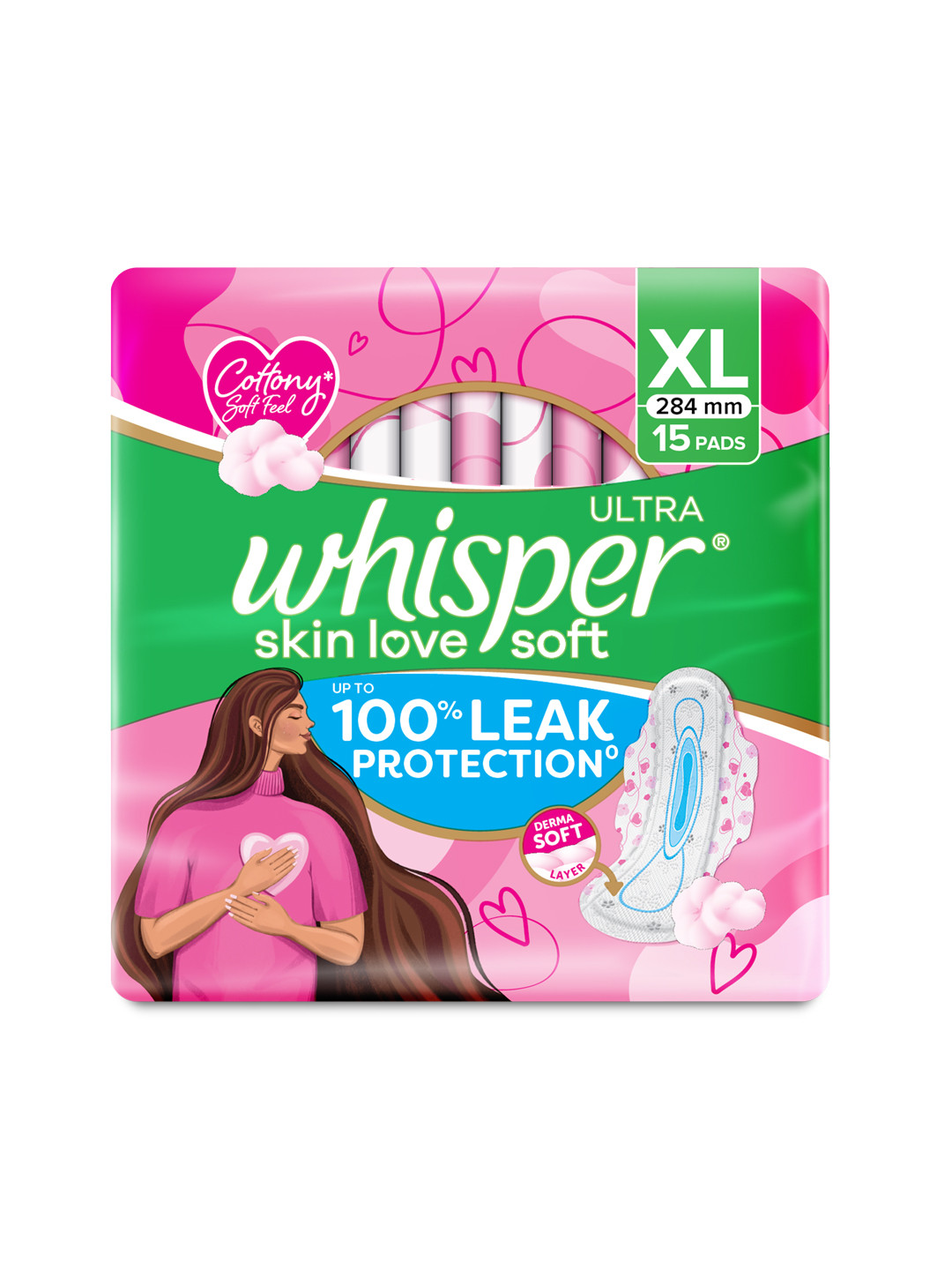 Whisper Ultra Skinlove Soft Thin Irritation Free XL Sanitary Pads - 15 Pads