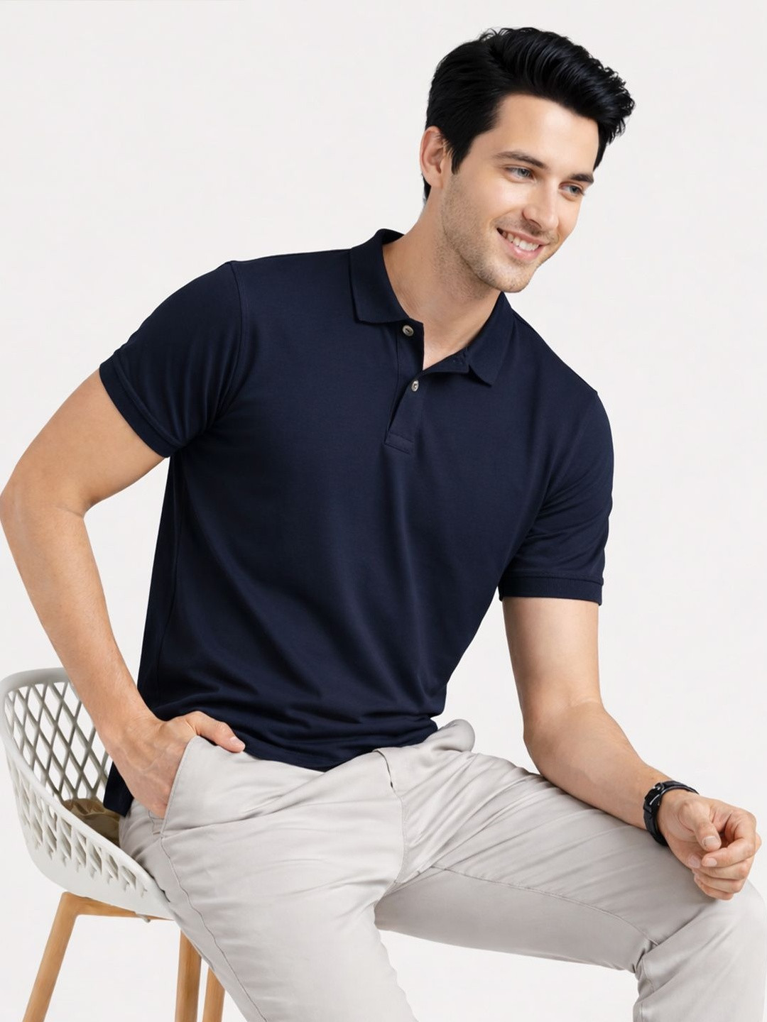 KAVYARA Men Polo Collar T-shirt