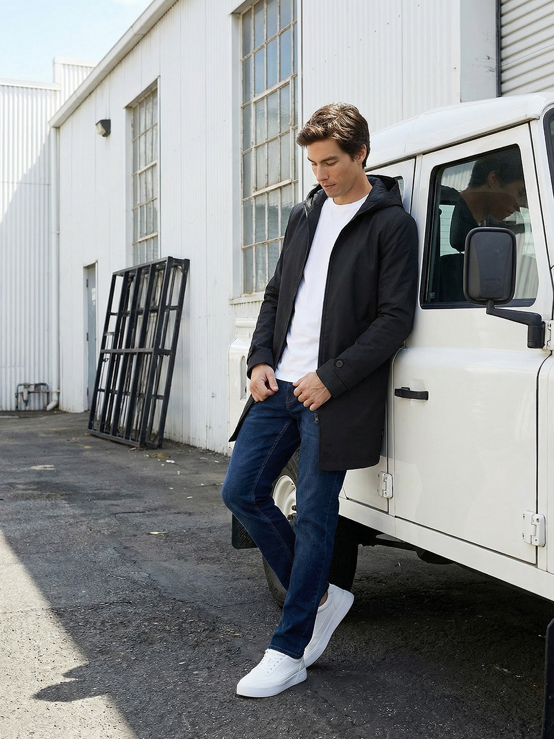 Mast & Harbour Single-Breasted Heavy-Weight Hooded Overcoat