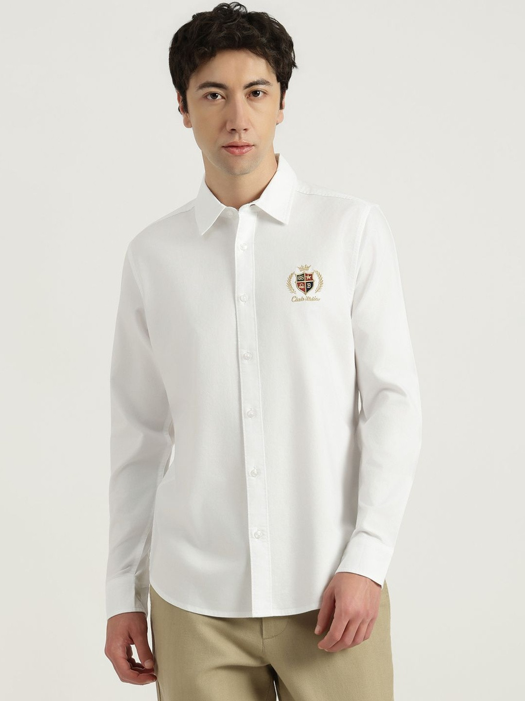 United Colors of Benetton Regular Fit Spread Collar Embroidered Shirts