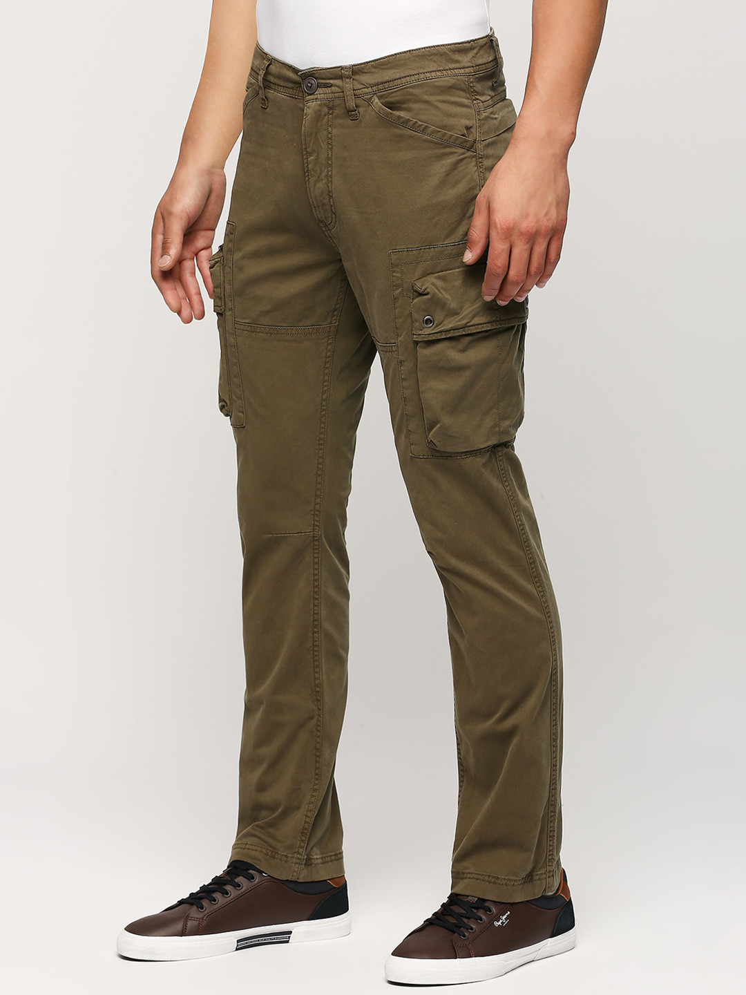 Pepe Jeans Men Mid-Rise Slim Fit Cargos Trousers