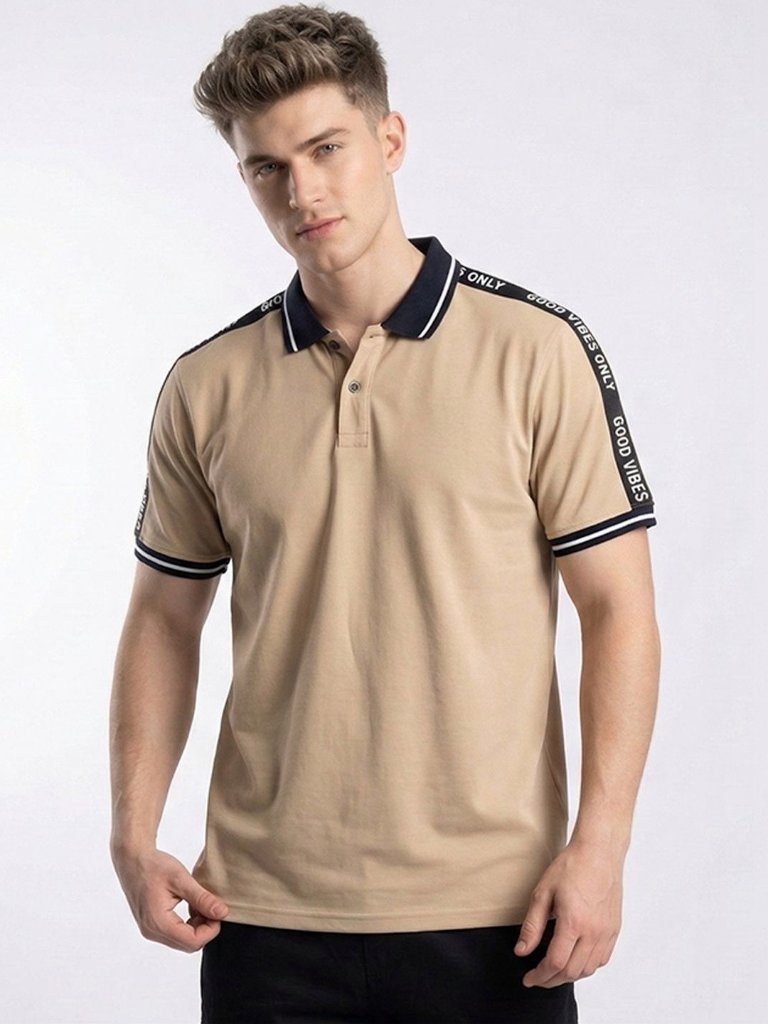 STEVE STATUS Men Polo Collar T-shirt