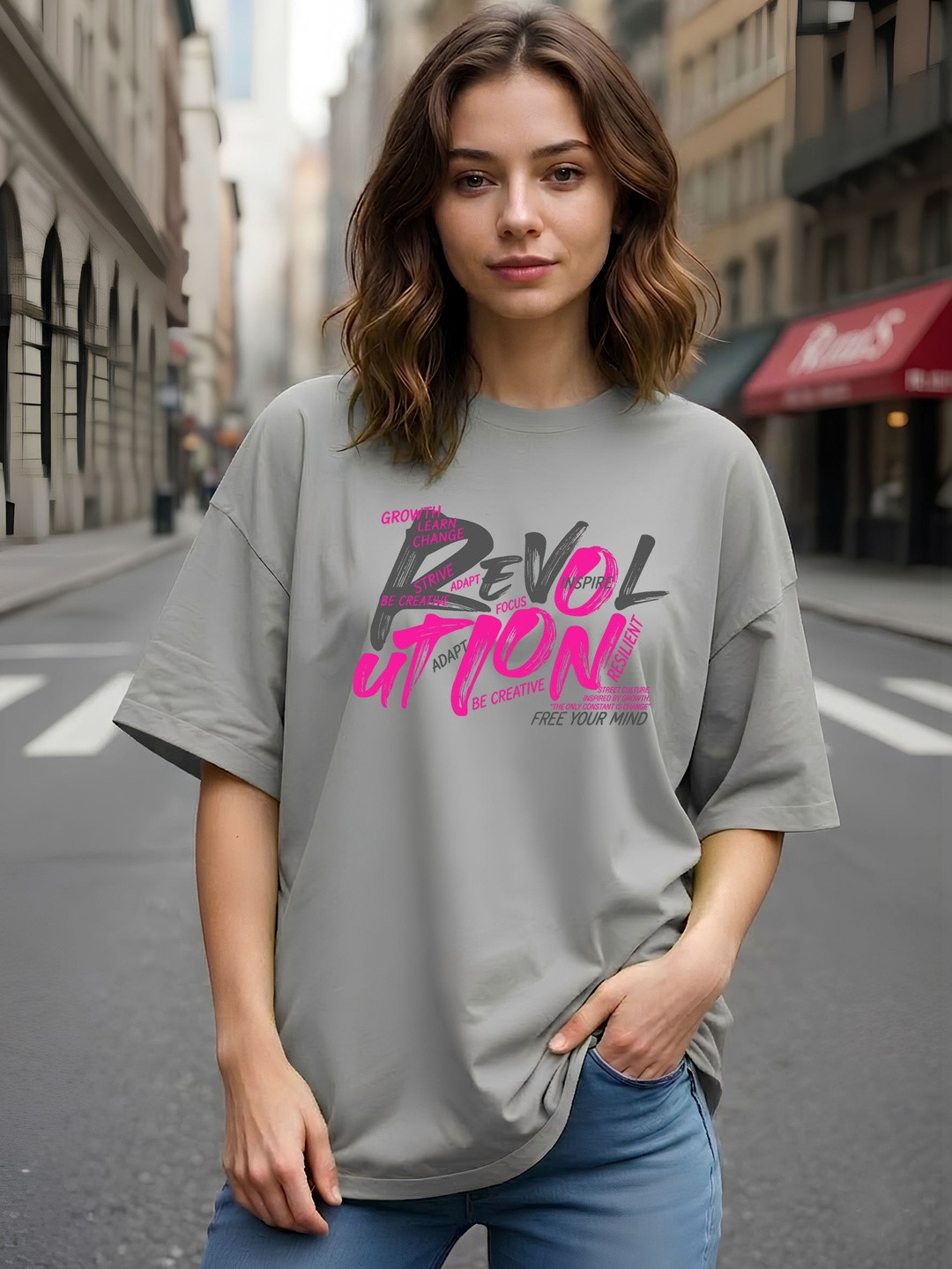 SMARTEES Women Printed Oversize Tshirts