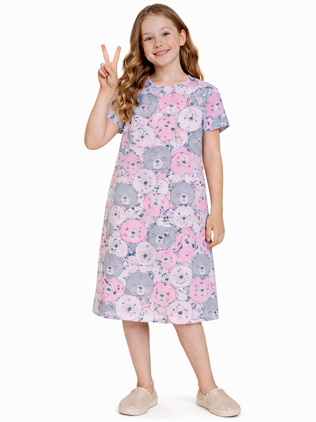 TotzTouch Girls Printed Nightdress