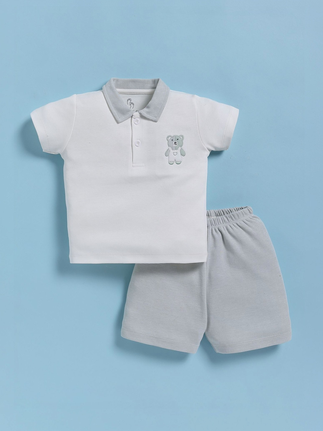 BABY GO Boys 2 Pieces Printed Short Sleeves Pure Cotton T-shirt And Clothing Set