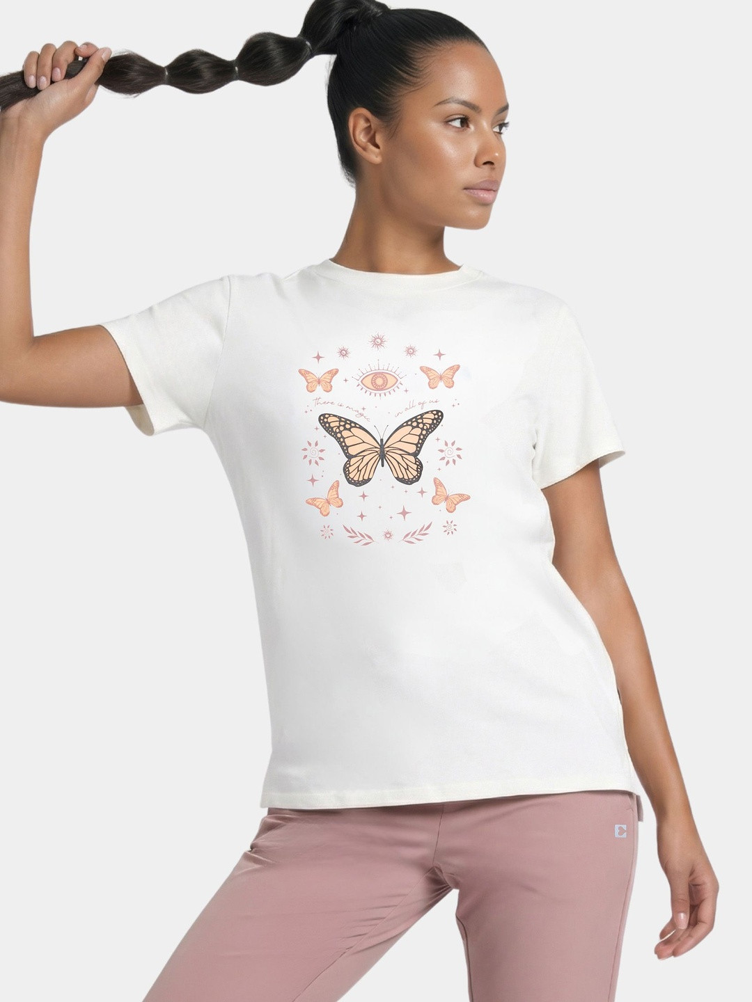 Enamor Short Sleeve Crew Neck Cotton T-Shirt Regular Length Relaxed Fit Super Soft A301