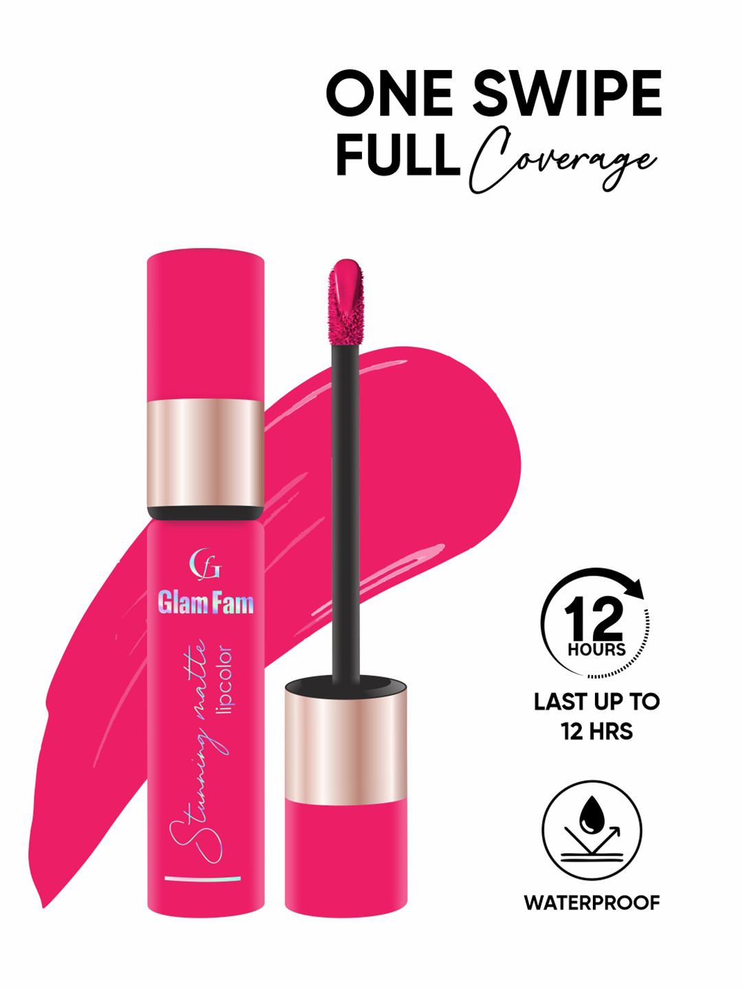 GlamFam Stunning Matte Waterproof Lip Color- 5 ml- Fuchsia 04