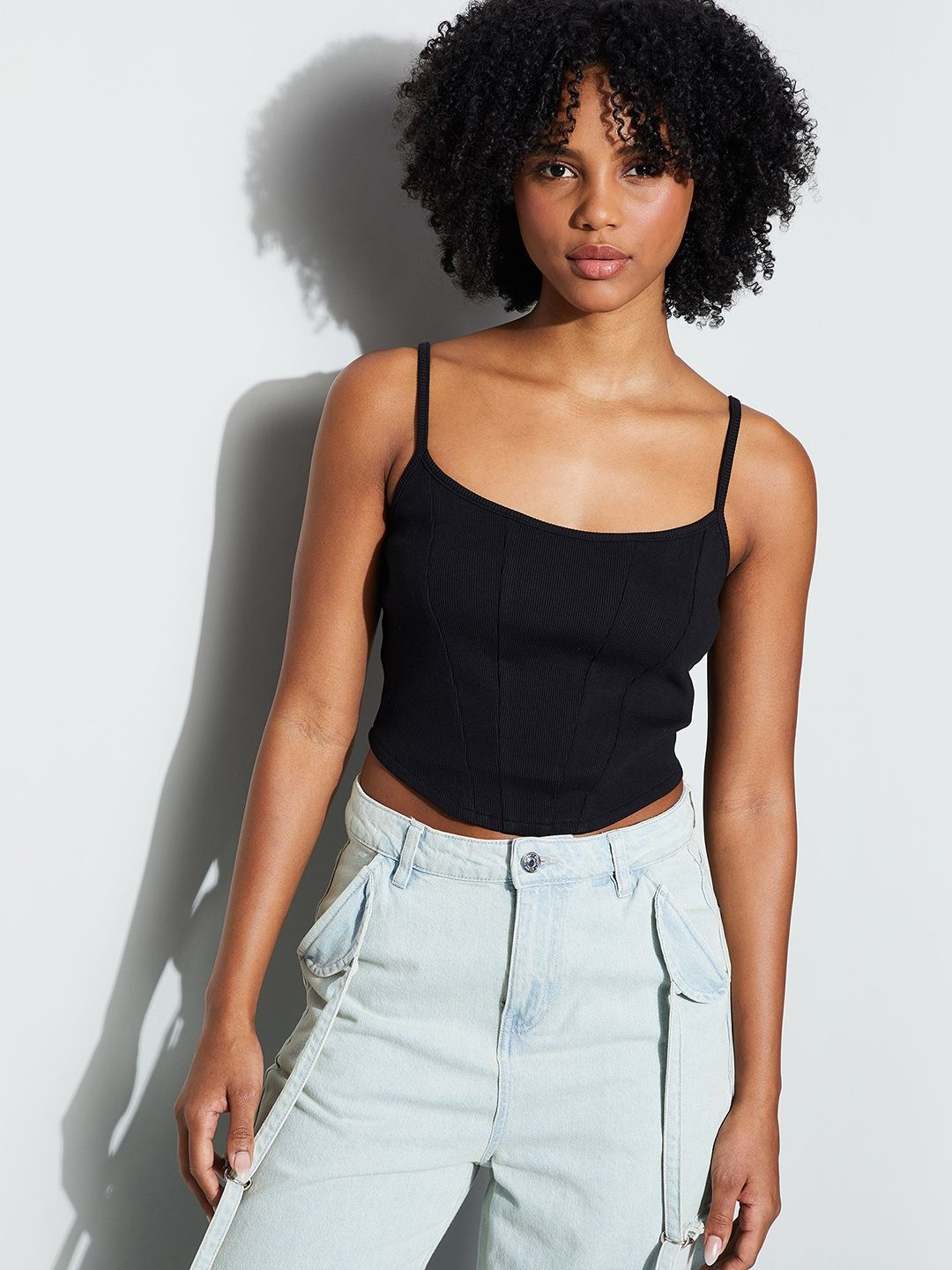Ginger by Lifestyle Ribbed Scoop Neck Cotton Regular Top