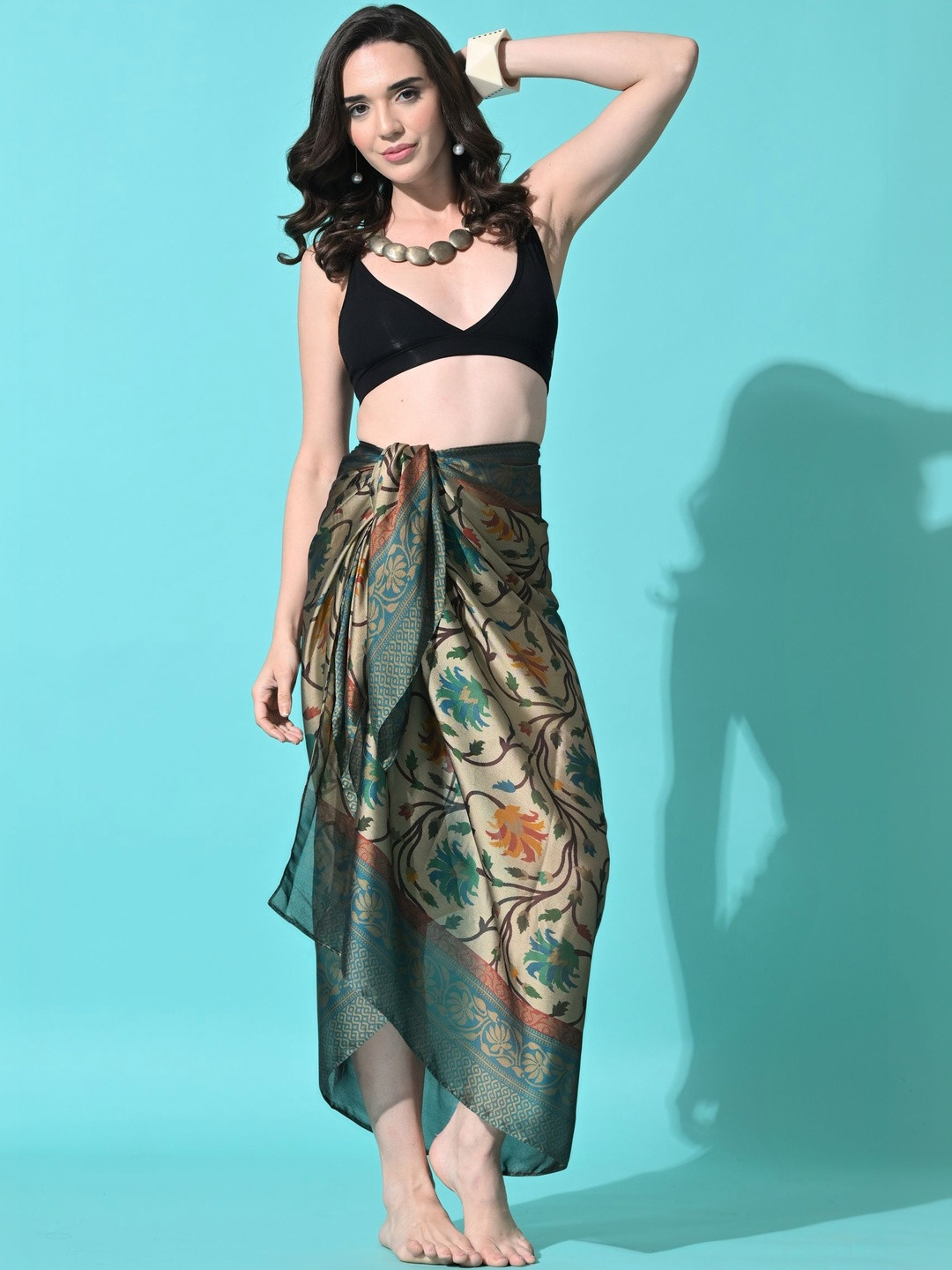 MIRCHI FASHION Floral Chiffon Swimwear Cover up Top