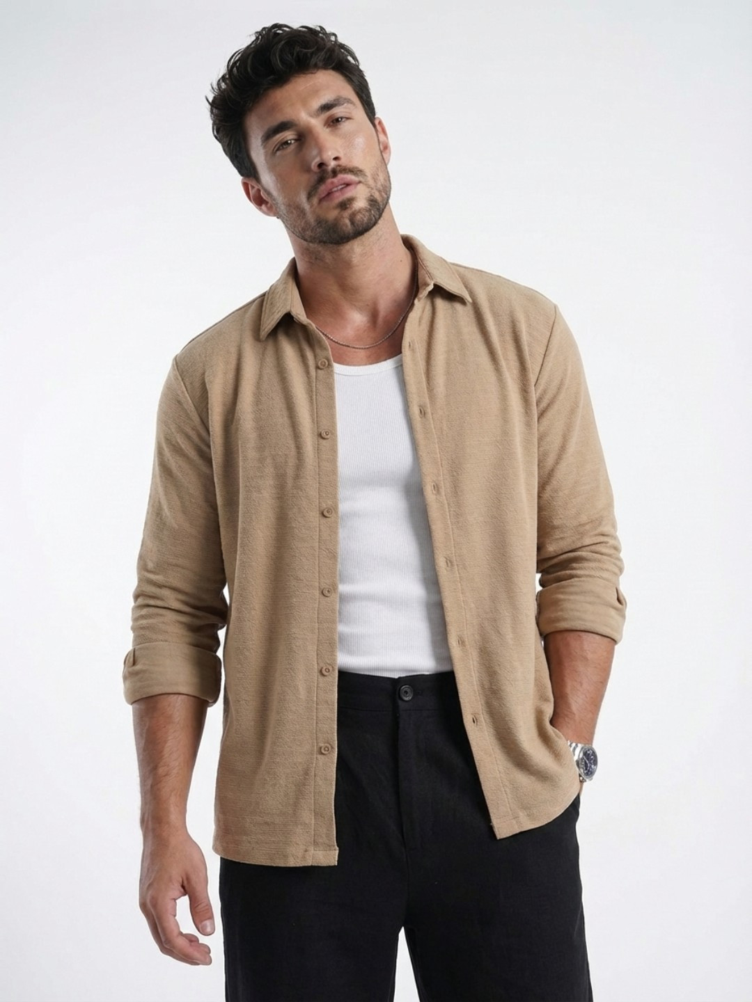 glitchez Self Design Textured Regular Fit Casual Shirt