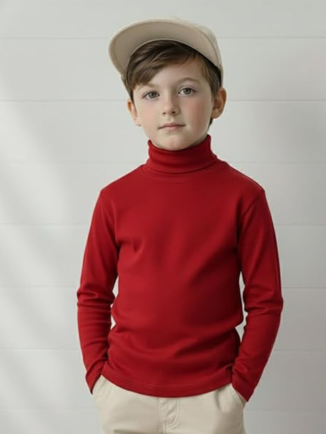 CLOTHIFY Boys Cotton High Neck Tshirts