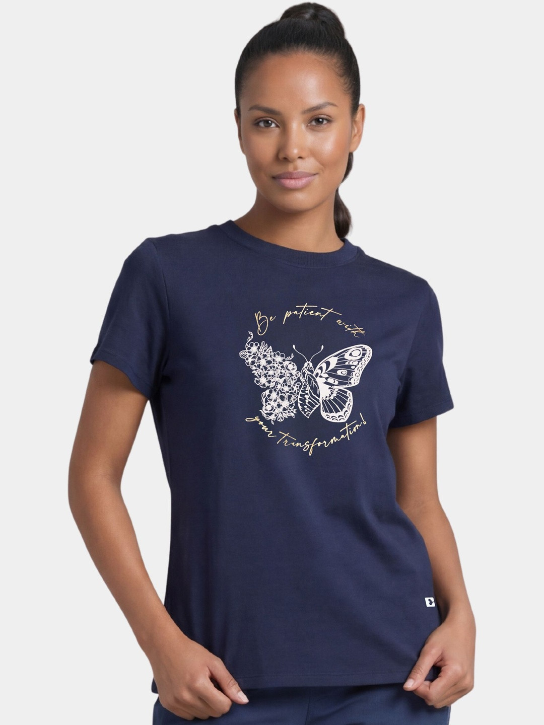 Enamor Short Sleeve Crew Neck Cotton T-Shirt Regular Length Relaxed Fit Super Soft A301