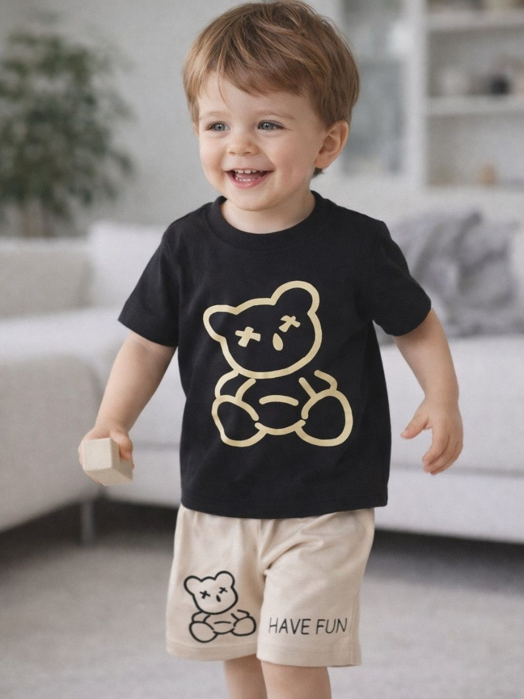 BabyZone Unisex Kids Printed T-shirt with Shorts