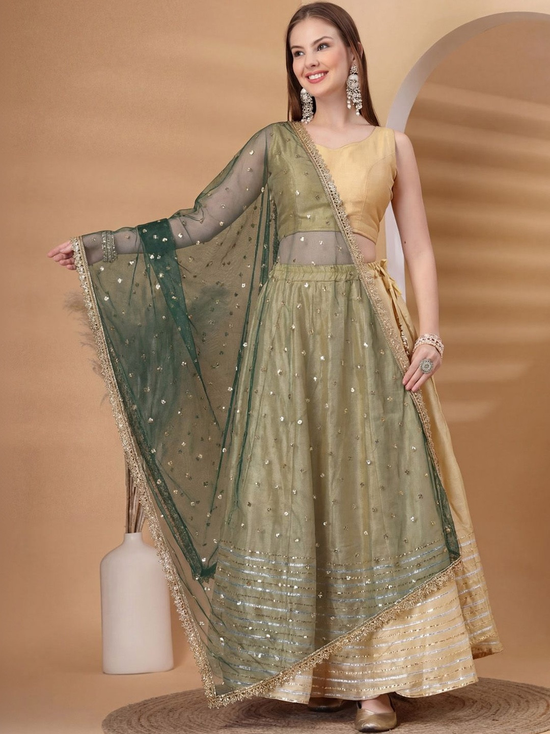 KALINI Embellished Sequinned Dupatta