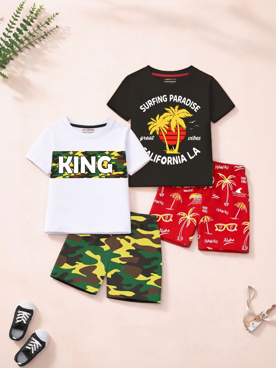 YK X Trampoline Boys Printed T-shirt with Shorts