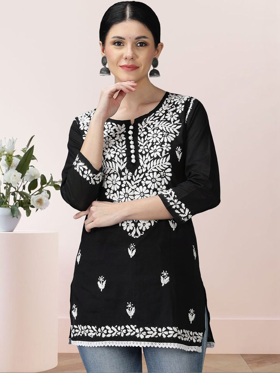 Seva Chikan Ethnic Motifs Embroidered Chikankari Chikankari Kurti