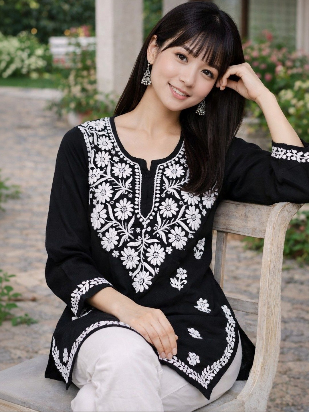Sidhidata Floral Embroidered Thread Work Thread Work Kurti