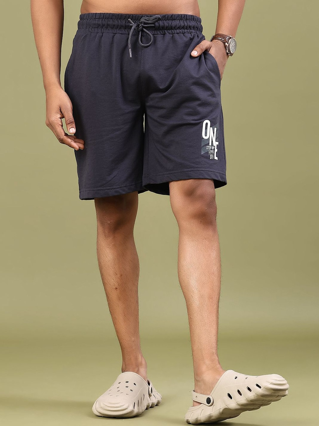 V-Mart Men Solid Loop Knit Shorts
