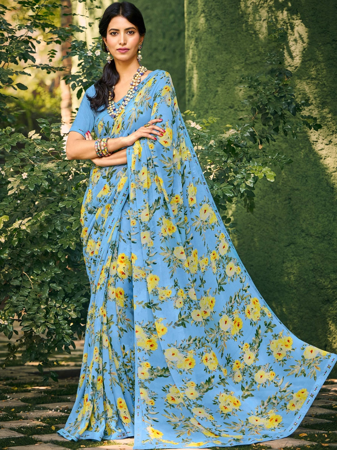 Laxmipati Floral Poly Georgette Saree