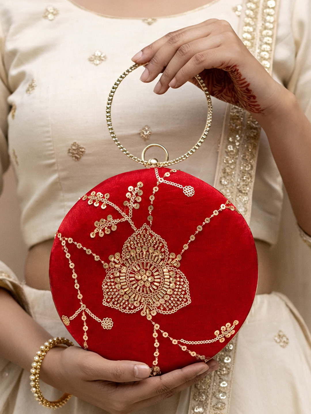 ARTKLIM Embroidered Embellished Box Clutch