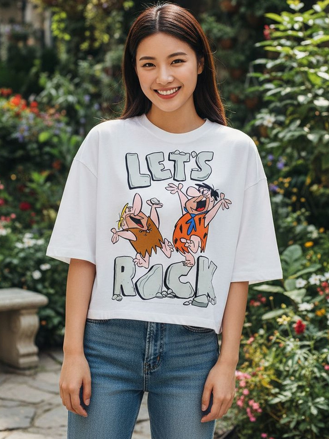 UG Fashion Women Printed Drop-Shoulder Sleeves T-shirt