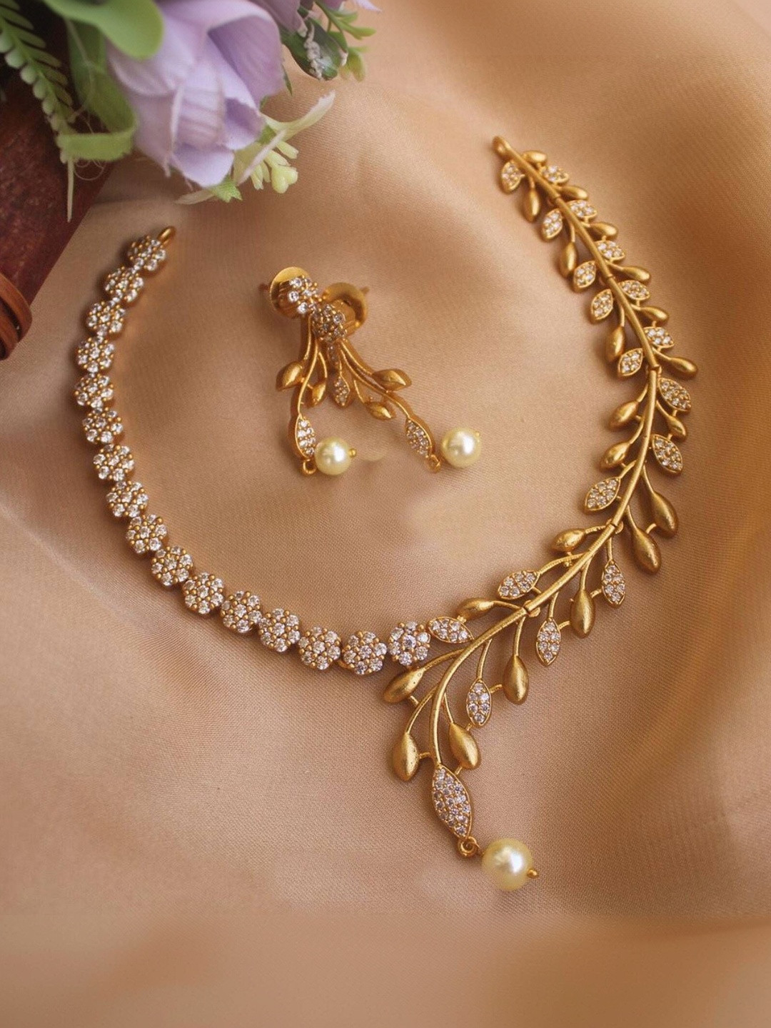 TEEMEX Gold-Plated Necklace and Earrings