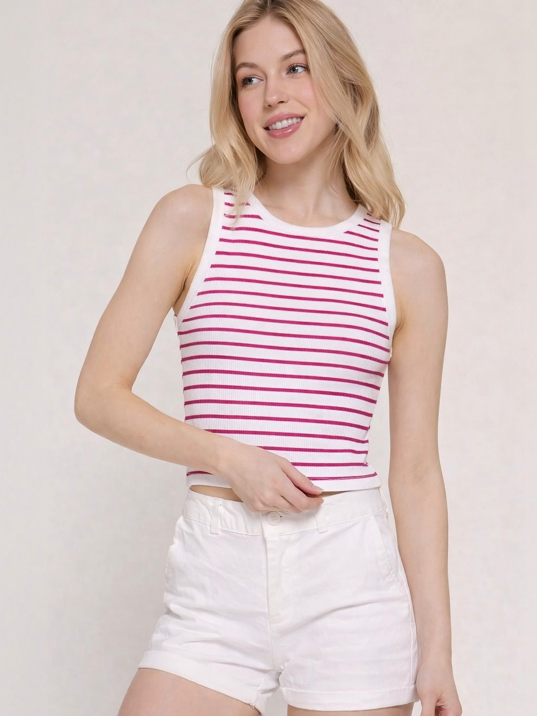 ADBUCKS Striped Crop Top