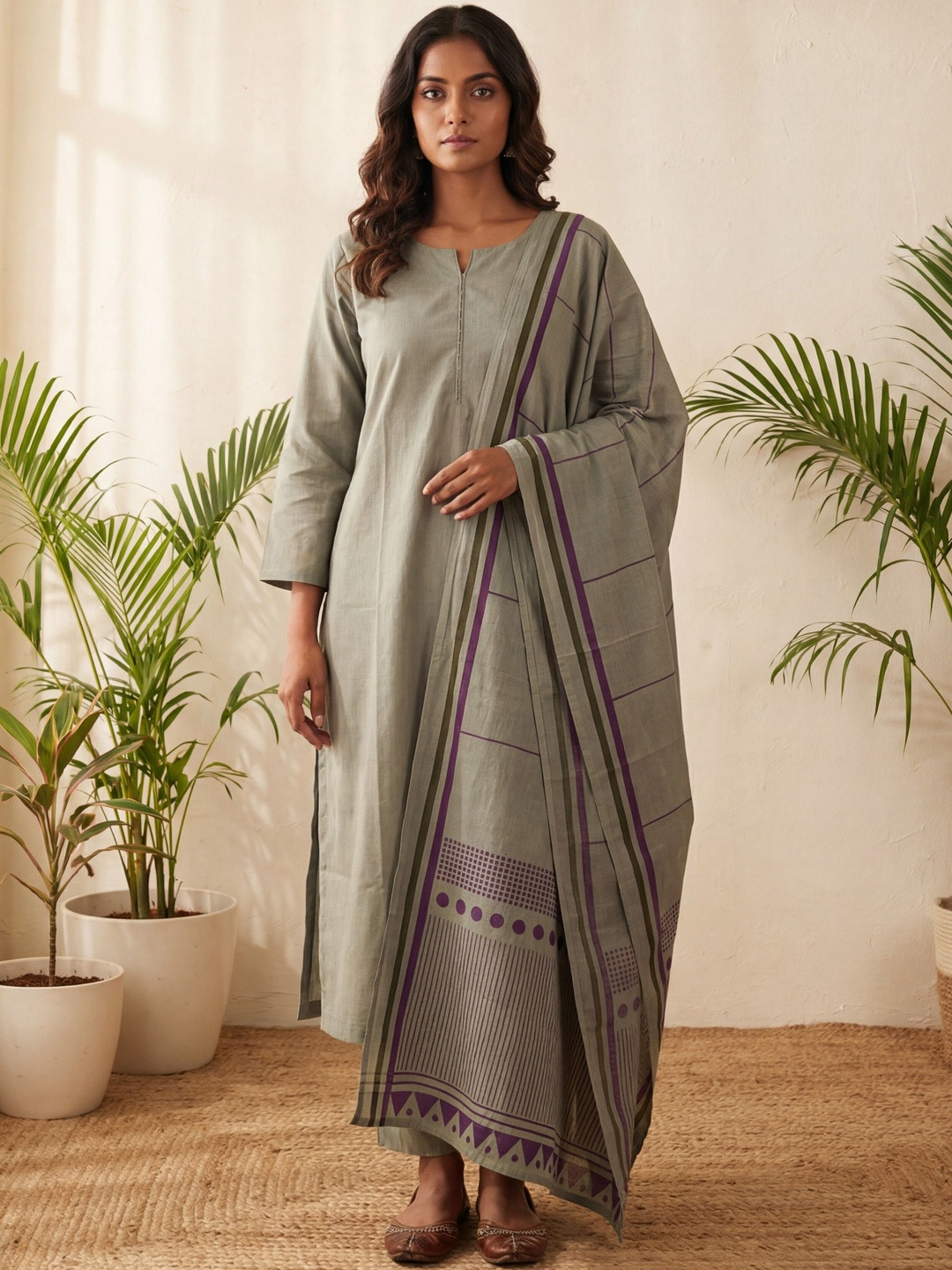 Shree Ramkrishna Fab Women Ethnic Motifs Regular Kurta with Trousers & With Dupatta