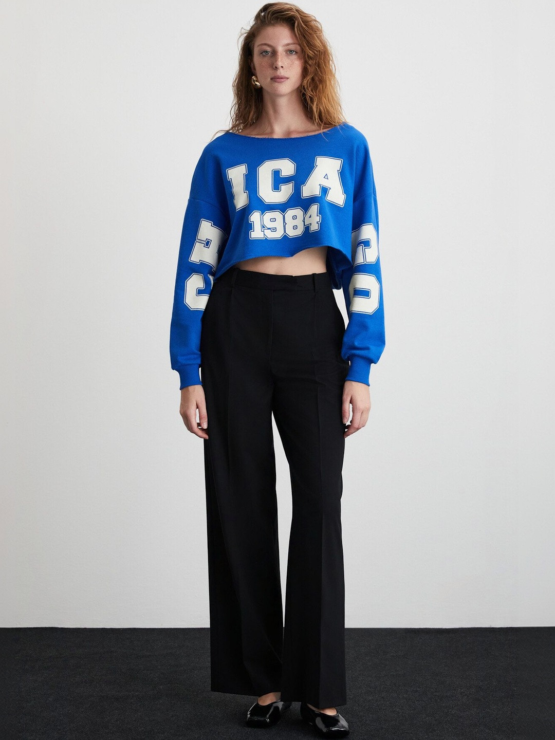 GRIMELANGE Print Cotton Crop Top