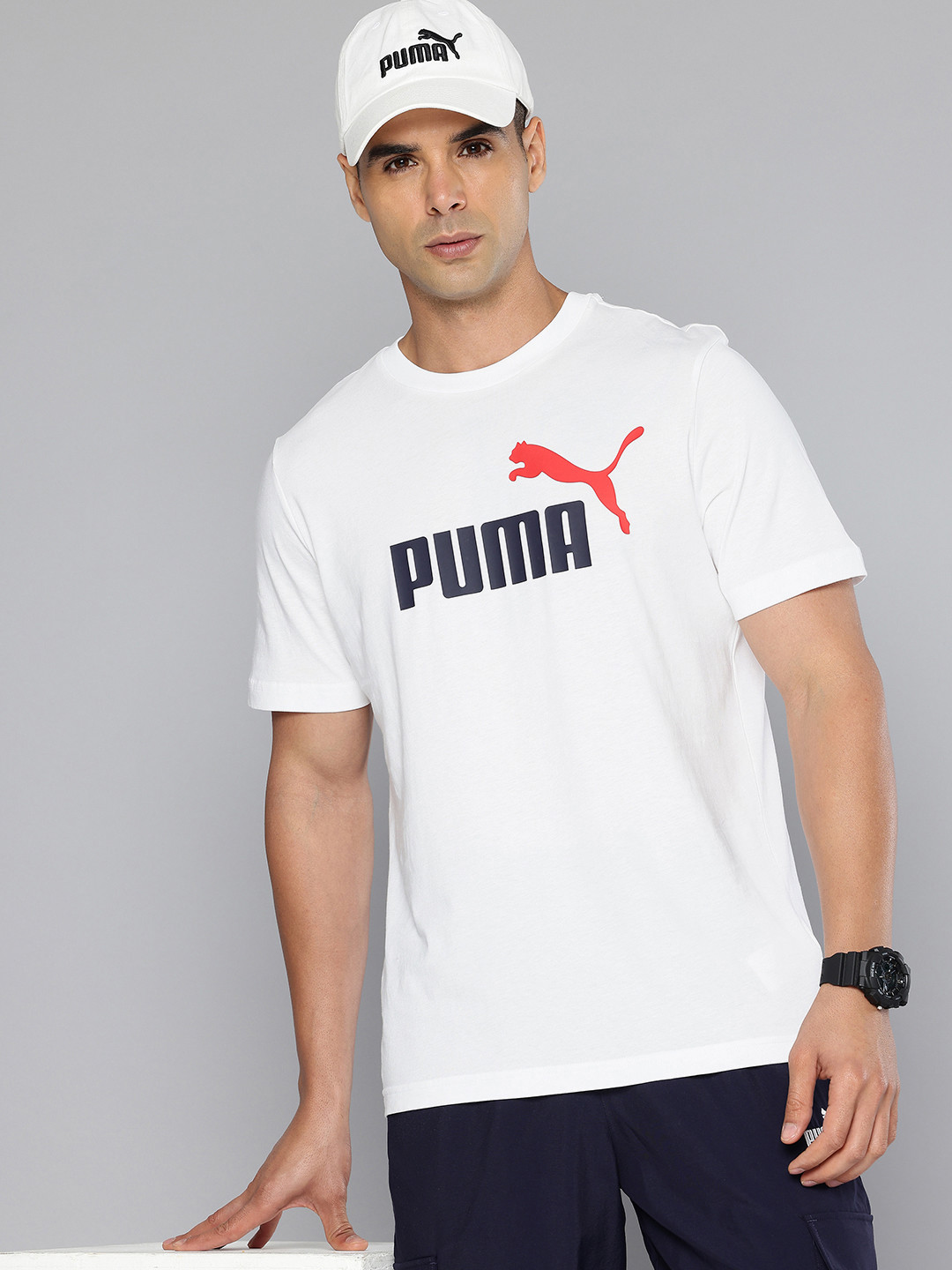 Puma Two Colour No. 1 Brand Logo Printed Pure Cotton T-shirt