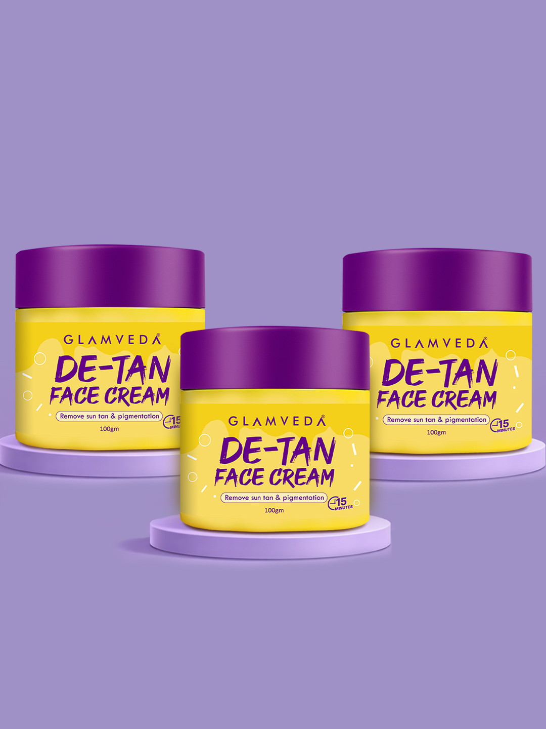 GLAMVEDA Set Of 3 Detan Face Cream with Kojic Acid - 100g