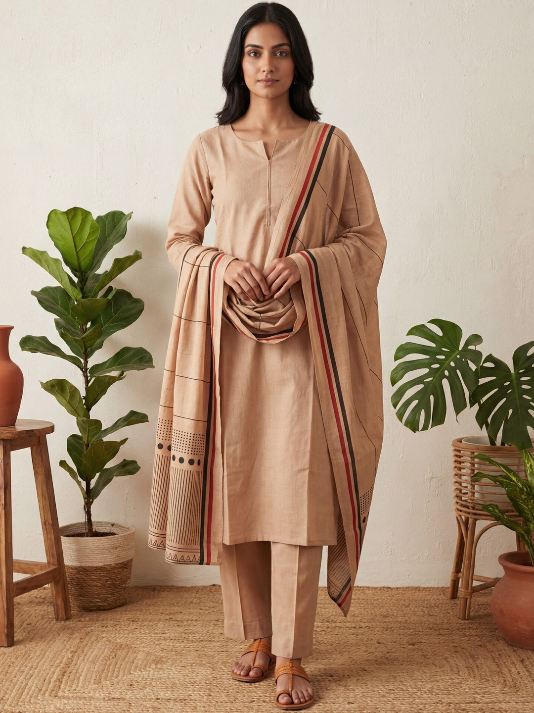 Shree Ramkrishna Fab Women Ethnic Motifs Regular Kurta with Trousers & With Dupatta