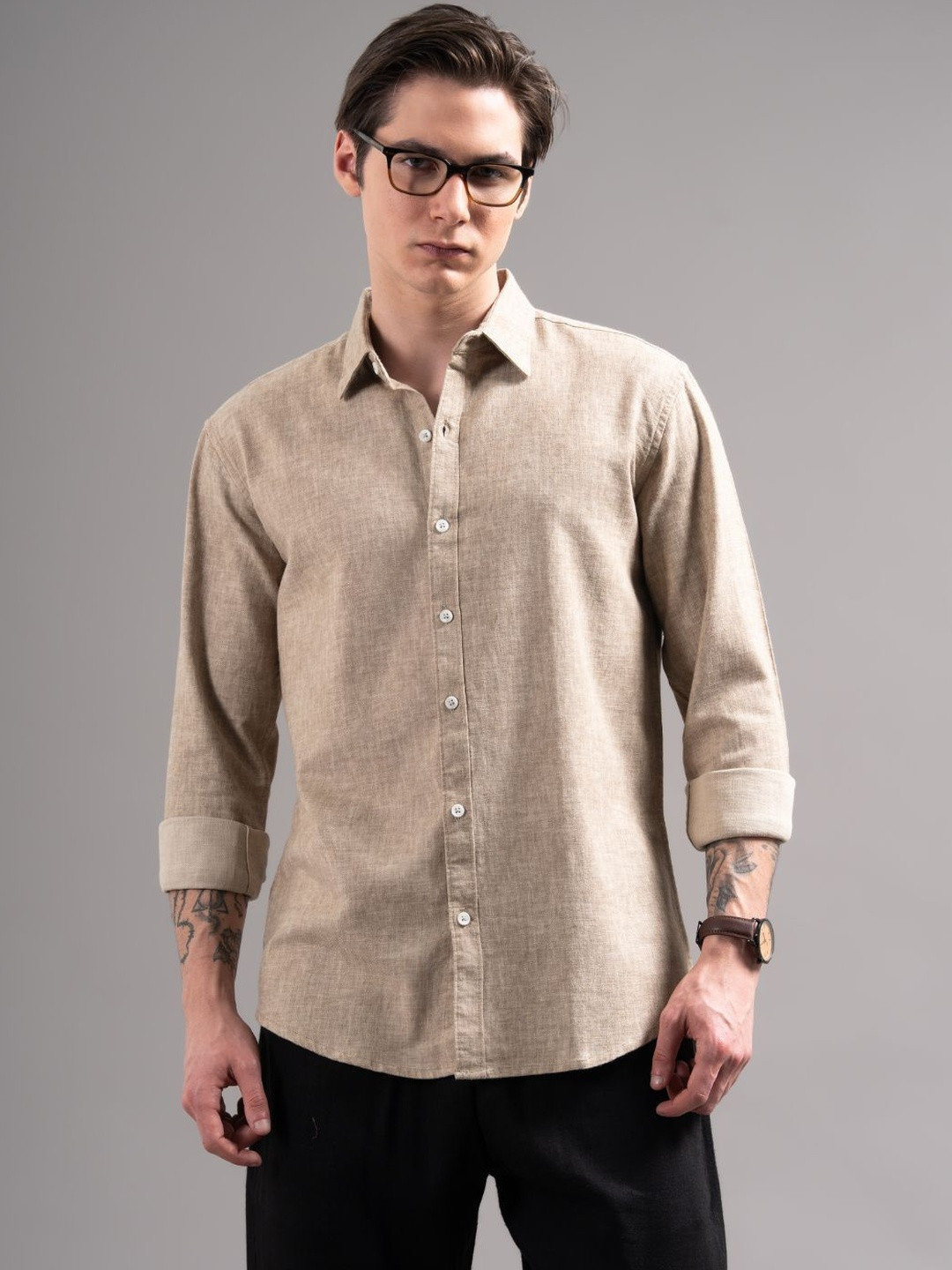 PAUL STREET Men Spread Collar Casual Shirt