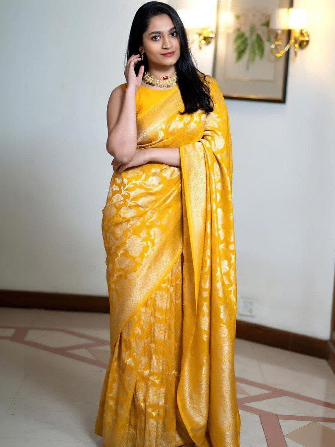LOOM SUTAA Ethnic Motifs Zari Silk Blend Handloom fwd Saree