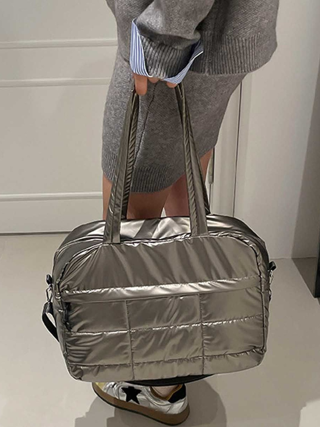 CORSICA Textured PU Oversized Sling Bag with Quilted