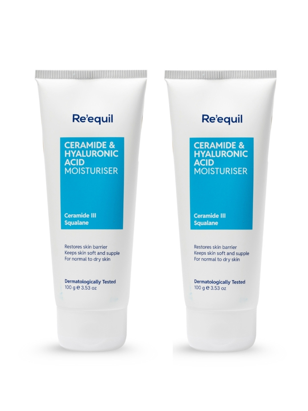Reequil Set of 2 Ceramide & Hyaluronic Acid Moisturiser For Normal To Dry Skin - 100g each